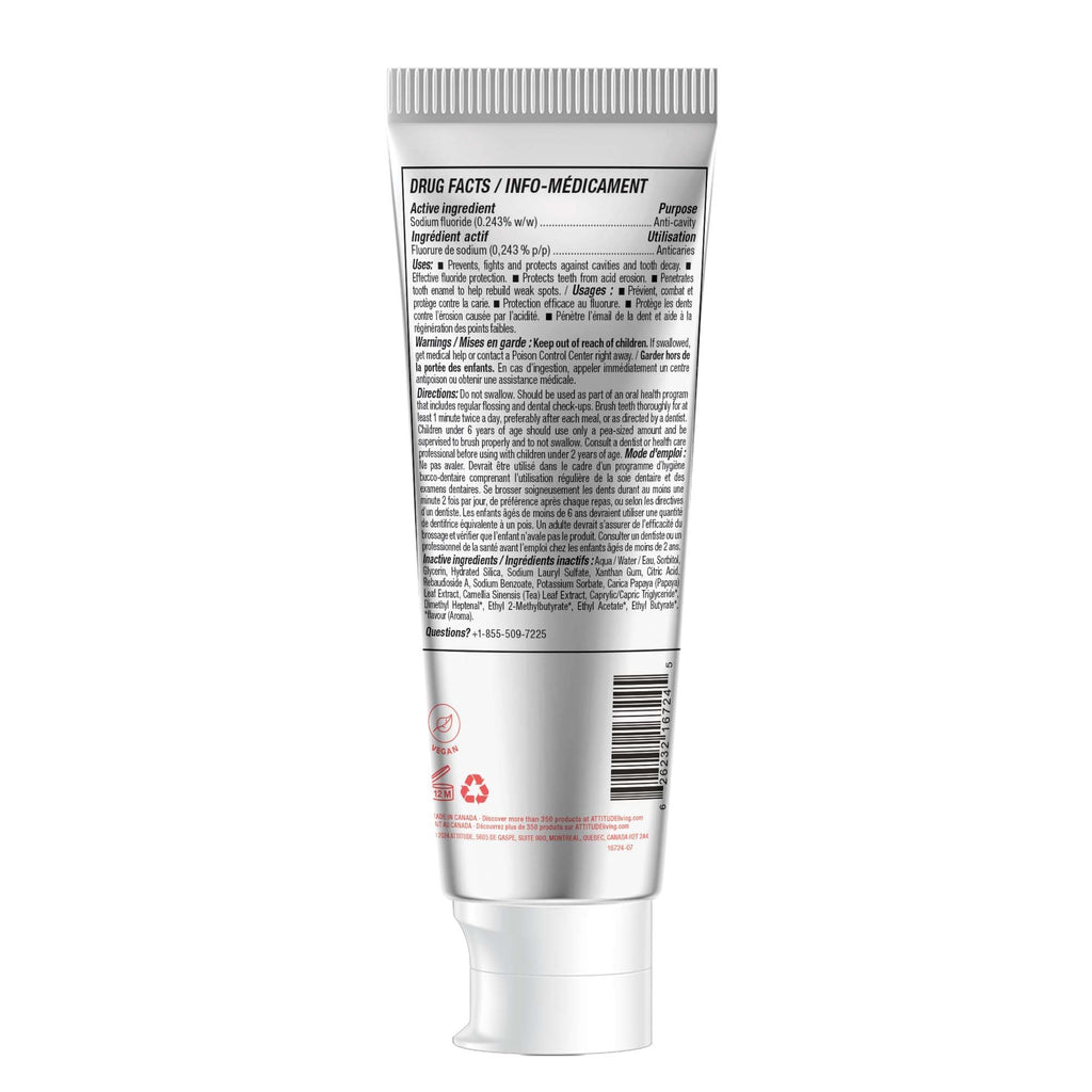 ATTITUDE Fluoride Toothpaste – Vegan, Cruelty-Free, Sugar-Free, Watermelon 4.2 oz