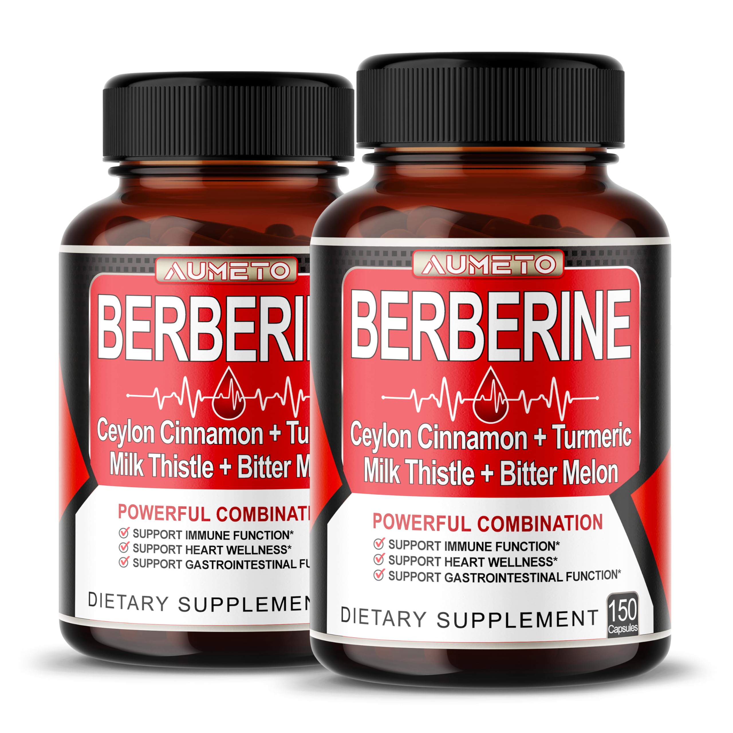 8 in 1 Berberine Supplement - Aumeto | Supports Digestion & Immunity (150-Day Supply)
