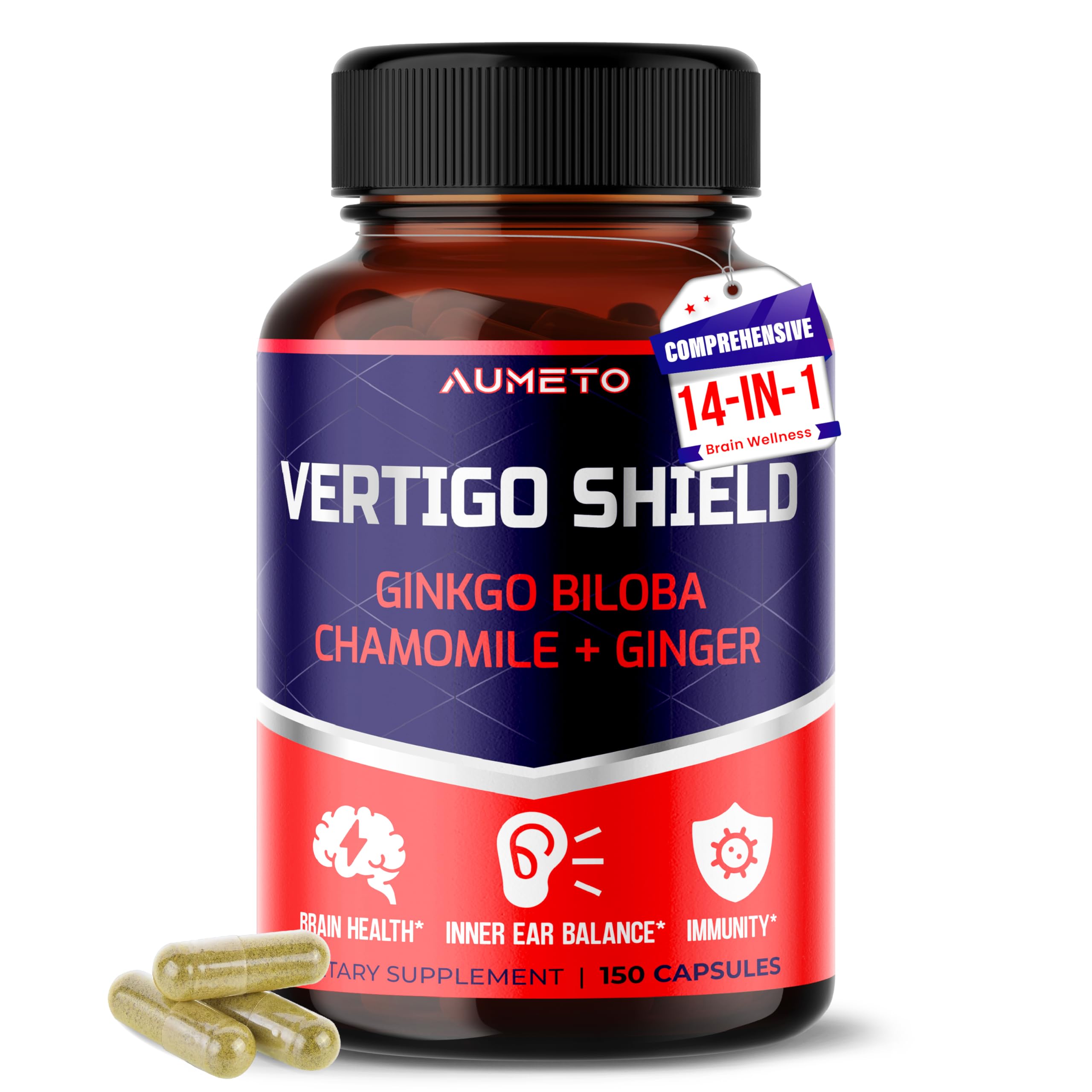 AUMETO Vertigo Support Complex - 14-in-1 Inner Ear Balance | Made in USA