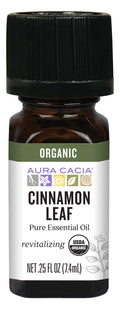 Aura Cacia Organic Cinnamon Leaf Essential Oil, 0.25 oz | Organic Cinnamon Leaf Oil