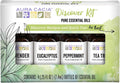 Aura Cacia Discover Essential Oils Kit – 4-Pack Starter Set (Lavender, Eucalyptus, Peppermint & Tea Tree)