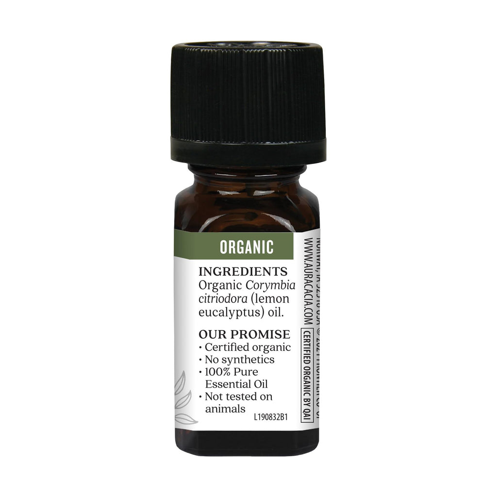 Aura Cacia Certified Organic Lemon Eucalyptus Essential Oil – Corymbia citriodora 0.25 oz