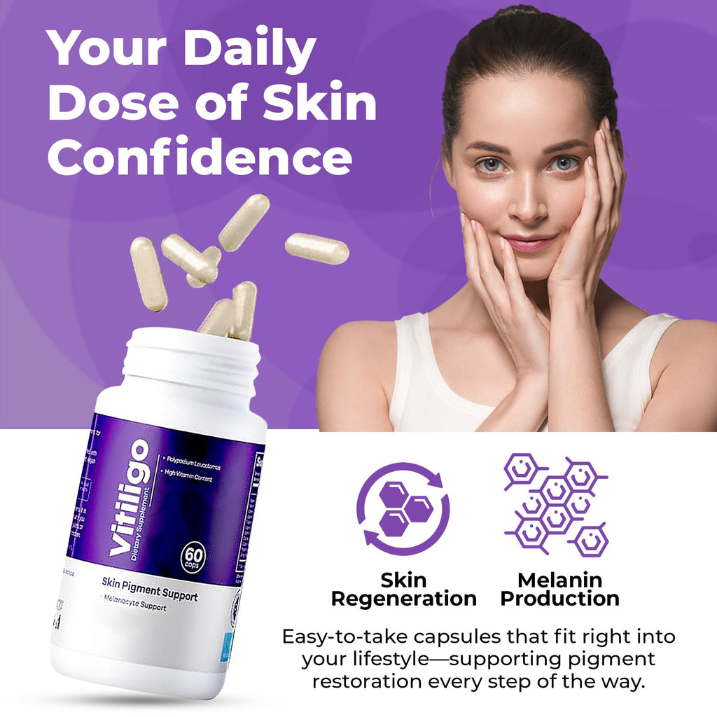 AURA VITAMINS Vitiligo Capsules – 60 Count | 1 Month Supply for Skin Pigmentation Support