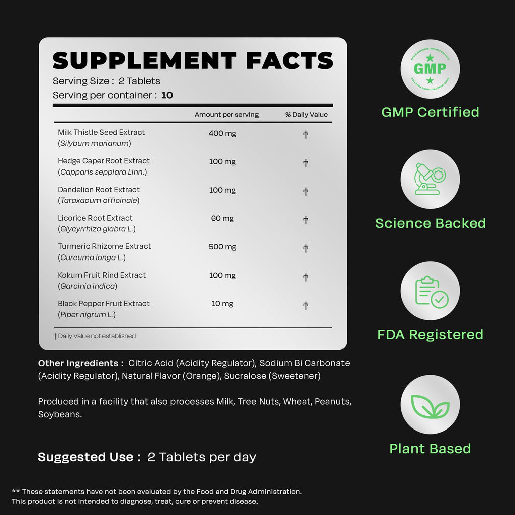 Auric Herbal Liver Support Supplement | Milk Thistle, Turmeric & Ginger | 180 Plant-Based Detox Tablets