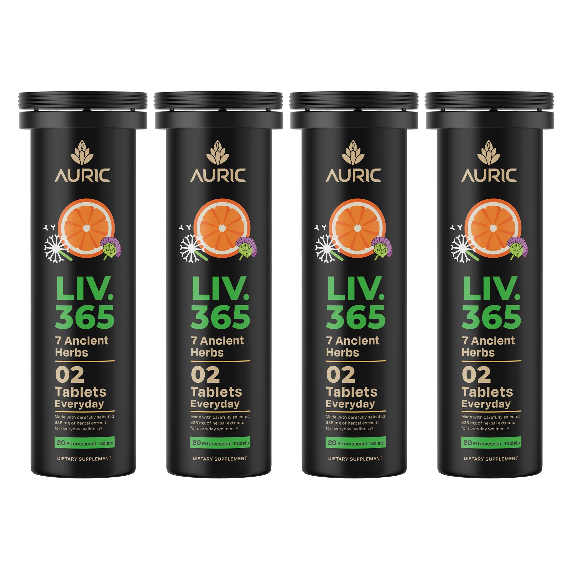 Auric Herbal Liver Support Supplement | Milk Thistle, Turmeric & More | 80 Tablets | Gluten-Free & Plant-Based
