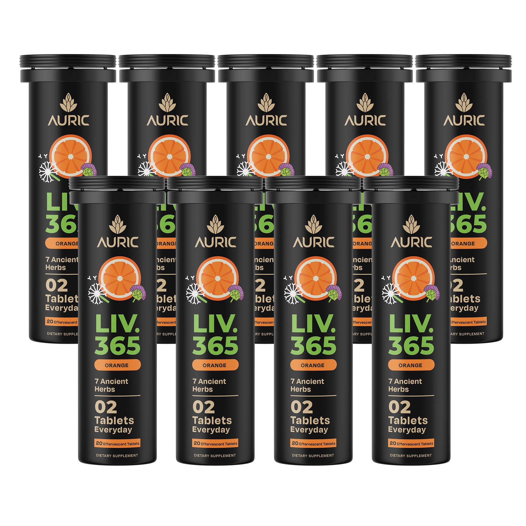 Auric Herbal Liver Support Supplement | Milk Thistle, Turmeric & Ginger | 180 Plant-Based Detox Tablets