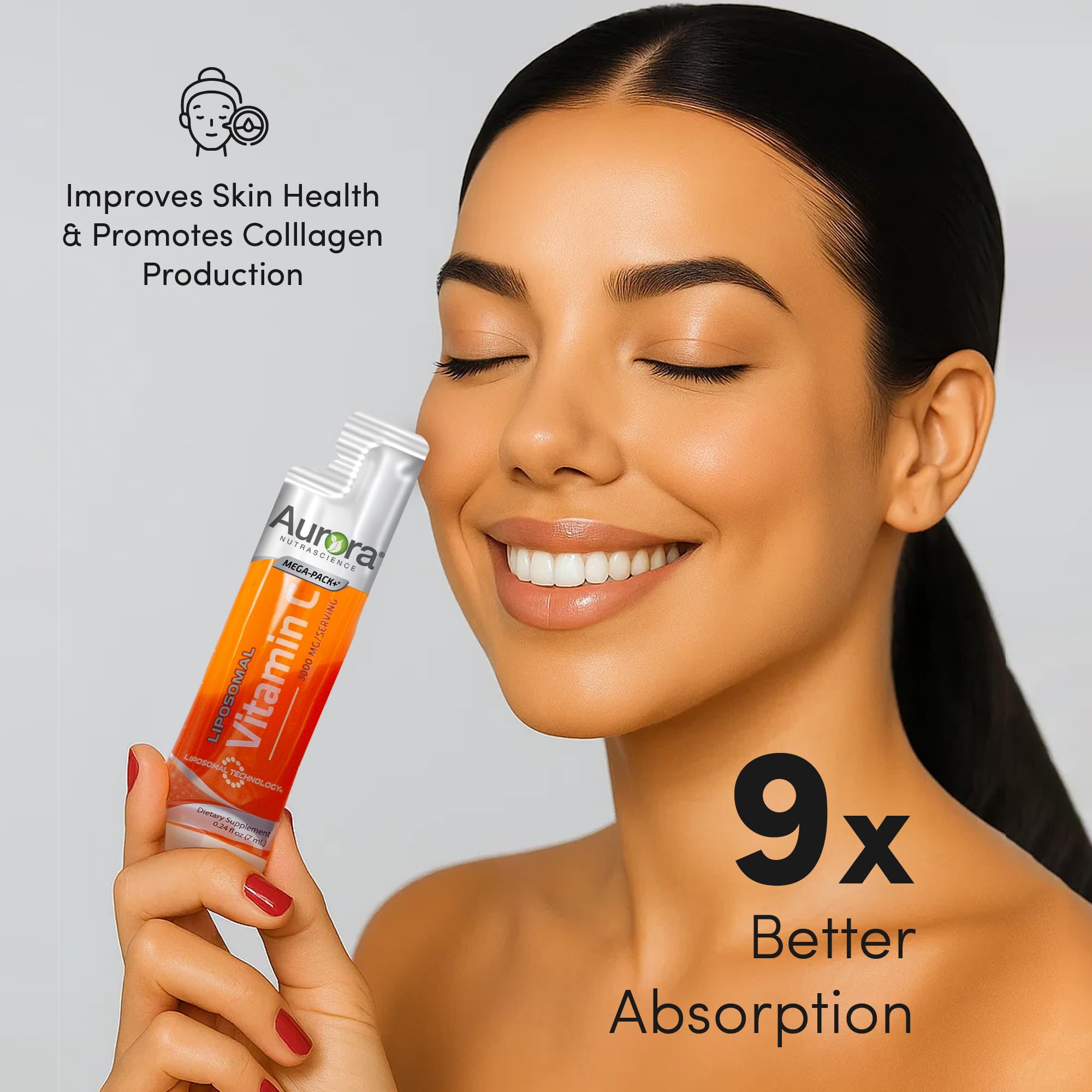 Aurora Nutrascience Liposomal Vitamin C Mega-Pack – Immune Support, 3,000 mg/Serving, 10 Packets (Vegan, Gluten Free, Non-GMO) – Orange