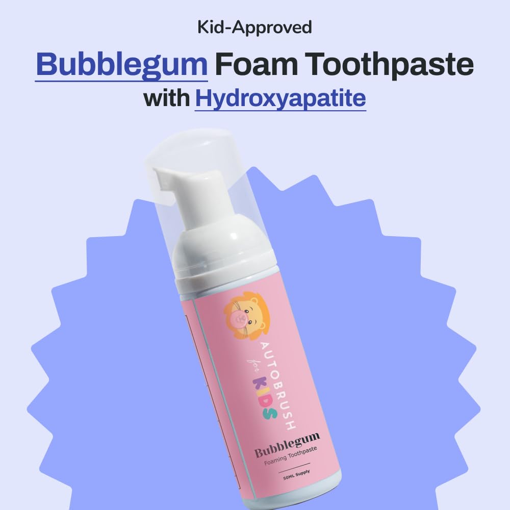 autobrush Fluoride-Free Foaming Toothpaste for Kids - Bubblegum Flavor | Pack of 3