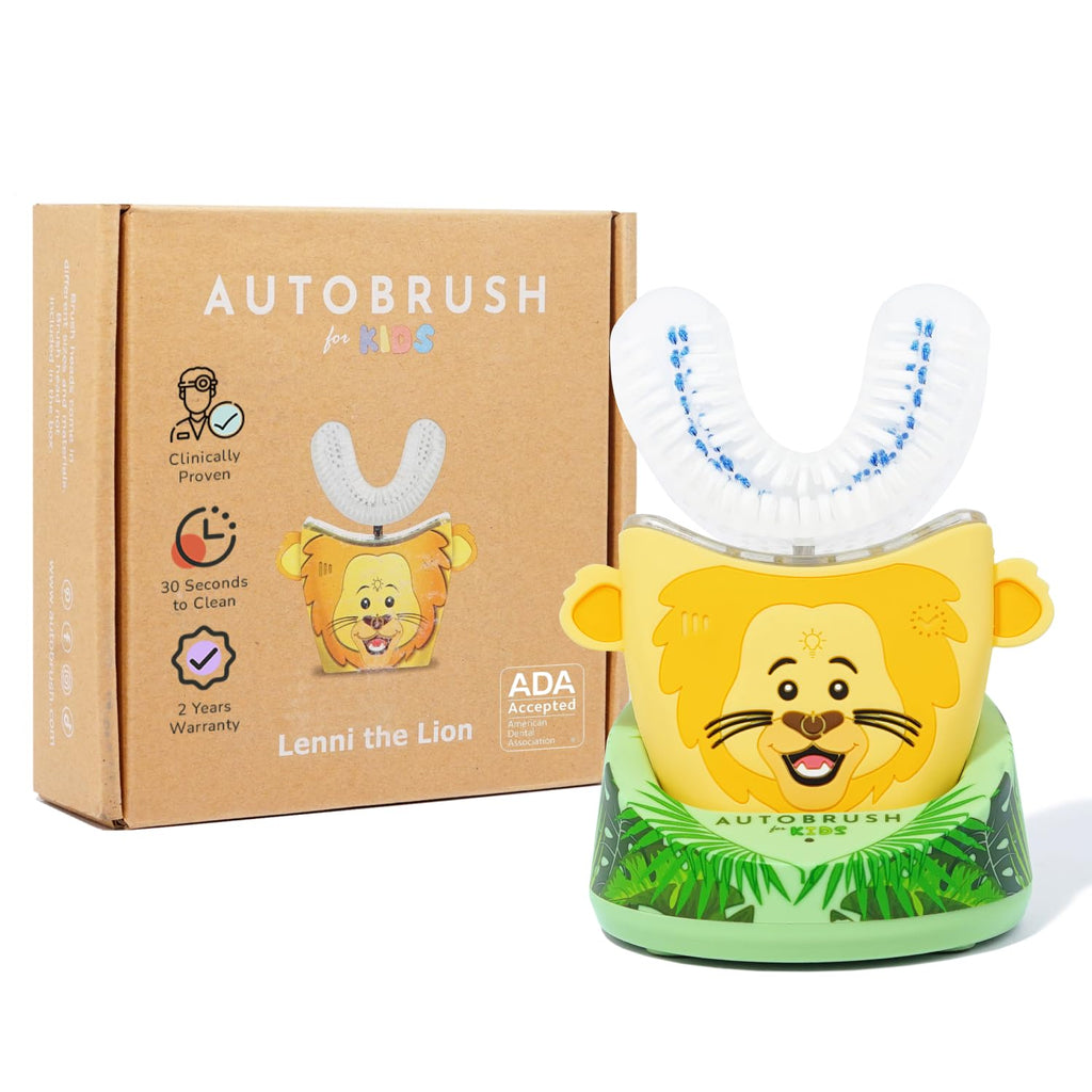 Autobrush Kids Electric Toothbrush – ADA-Approved U-Shaped, 5.1x Cleaning, Ages 6-8 | Lion