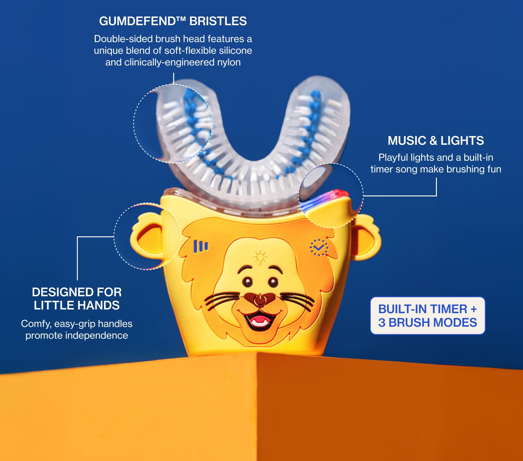 autobrush Kids Electric Toothbrush – ADA-Accepted U-Shaped, Clinically Proven 5.1x Cleaner, 30s Full-Mouth 360-Degree Coverage, LED Lights & Music (Ages 6-8, Dinosaur)