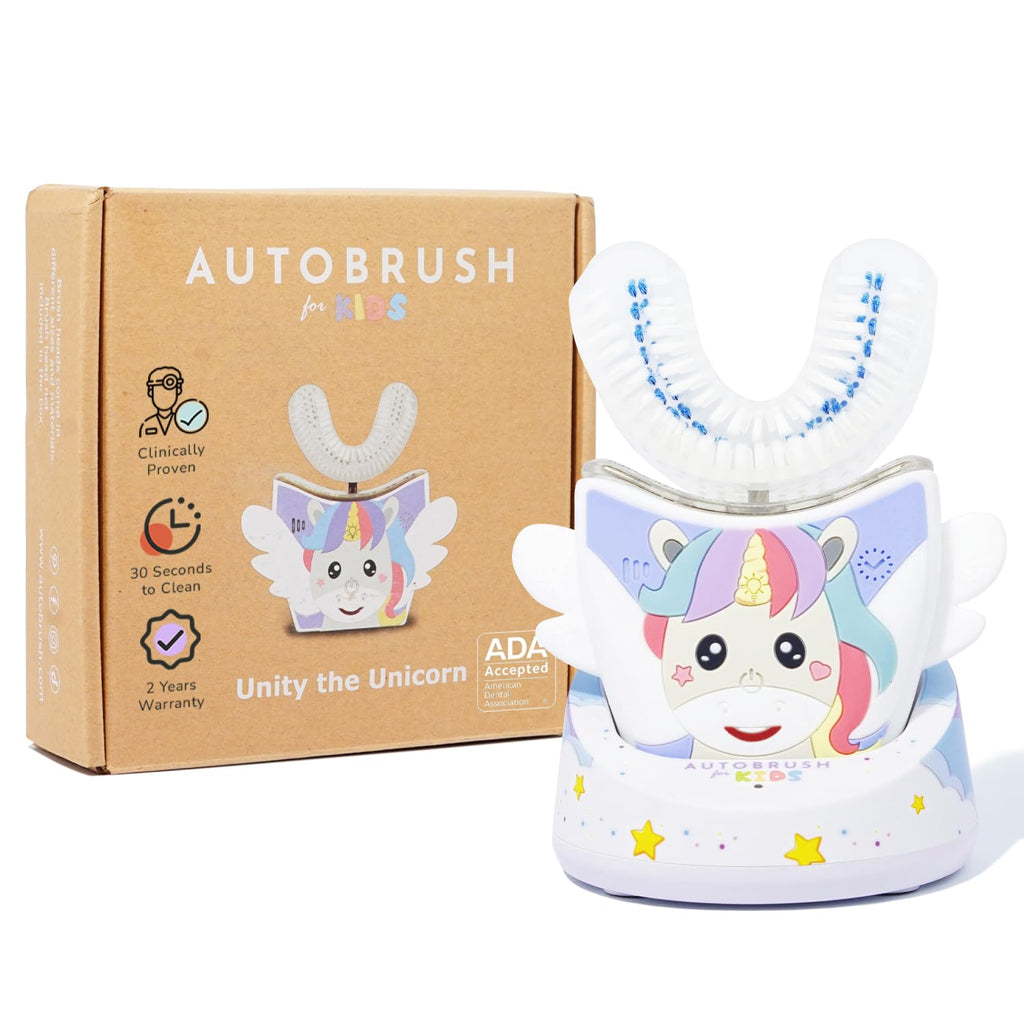 autobrush Kids Electric Toothbrush – ADA Accepted U-Shaped Toothbrush for Ages 6-8 | Clinically Proven Up to 5.1x Cleaner | Unicorn