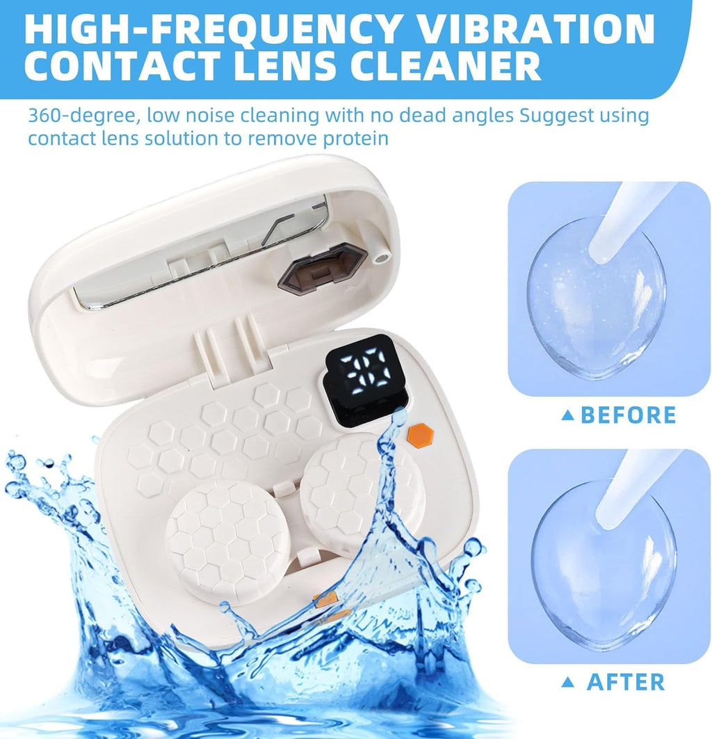 USB Ultrasonic Contact Lens Cleaner with Mirror – Soft, Colored, RGP & OK Lenses