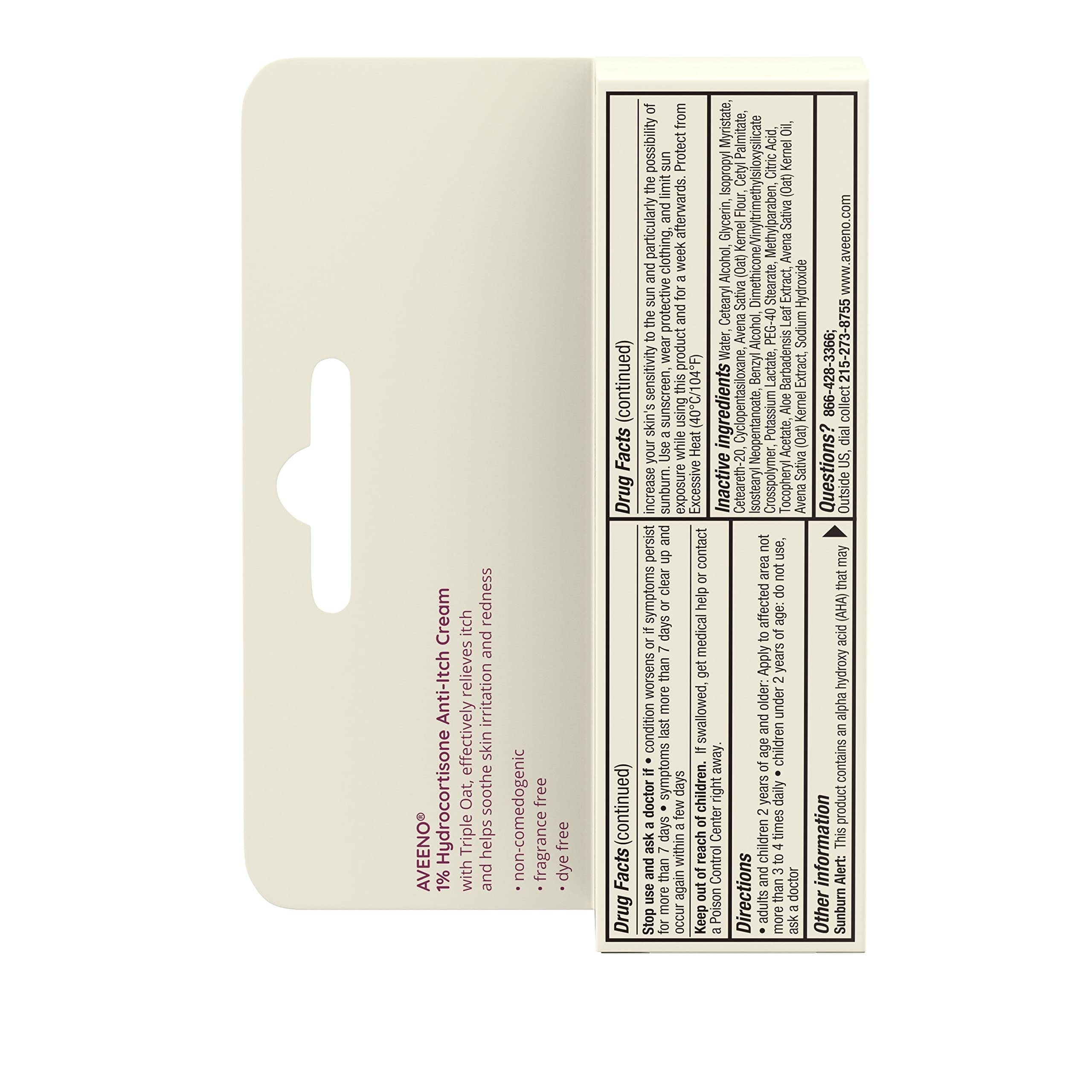 Aveeno Maximum Strength 1% Hydrocortisone Anti-Itch Cream | Triple Oat, Aloe & Vitamin E