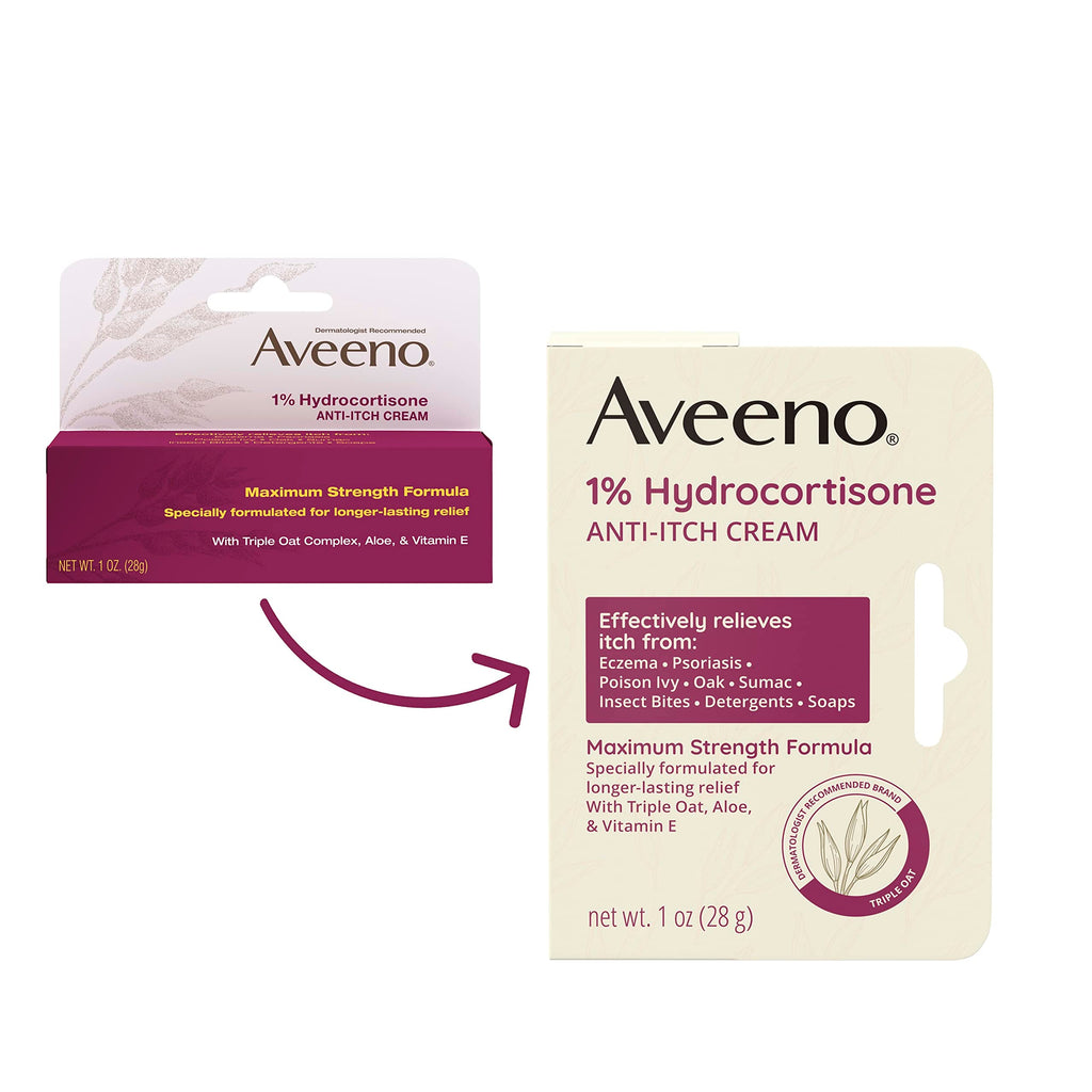 Aveeno Maximum Strength 1% Hydrocortisone Anti-Itch Cream | Triple Oat, Aloe & Vitamin E