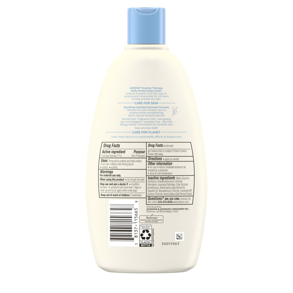 Aveeno Eczema Therapy Daily Moisturizing Cream for Sensitive Skin — Steroid- & Fragrance-Free, 12 oz