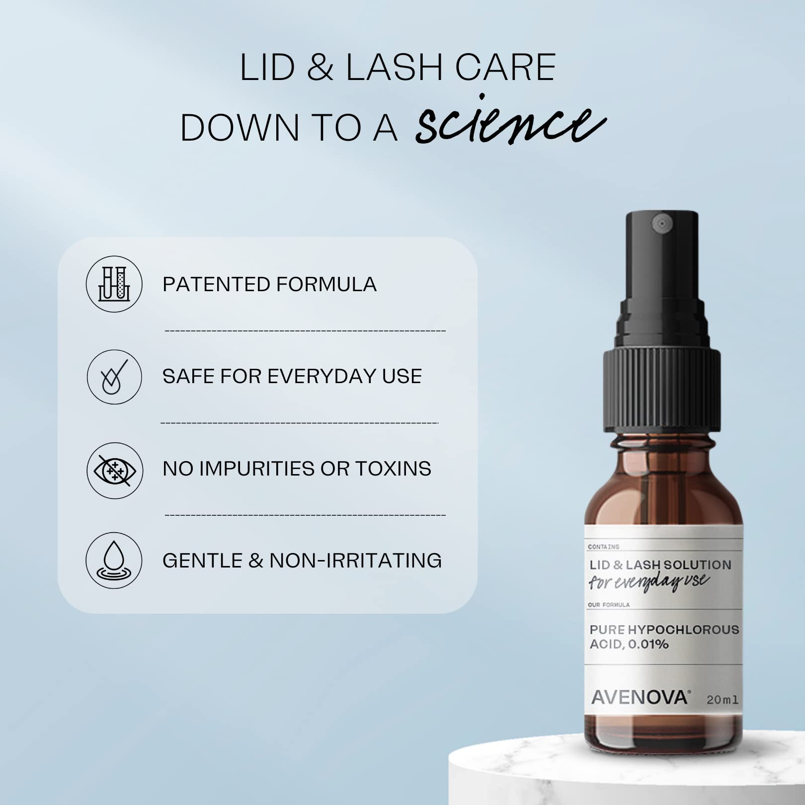 Avenova Eyelid & Eyelash Cleanser Kit | HOCl Spray + 30 NovaWipes