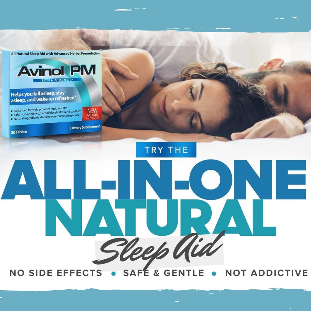 Avinol PM Extra Strength – Natural Sleep Supplement (30ct) | One-Tablet Convenience