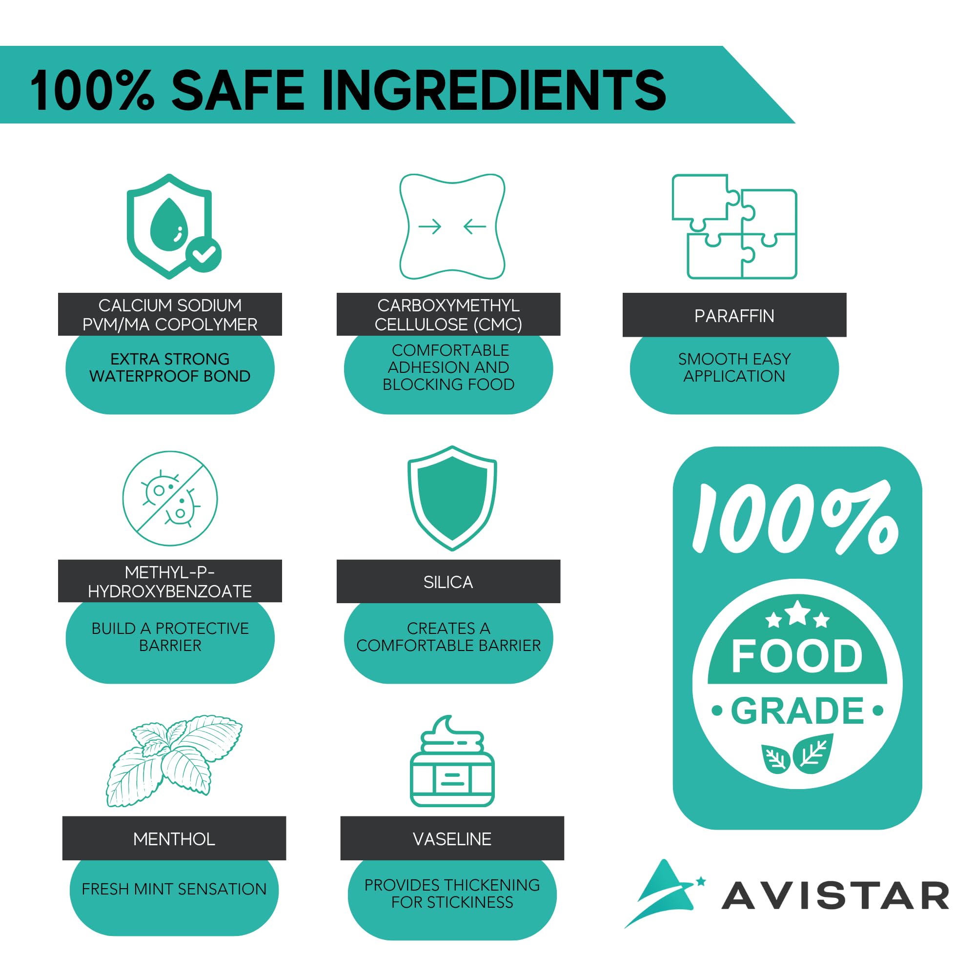 Extra Strong Denture Adhesive Cream - 12 Hour Hold, Mint, 6 Pack | Avistar