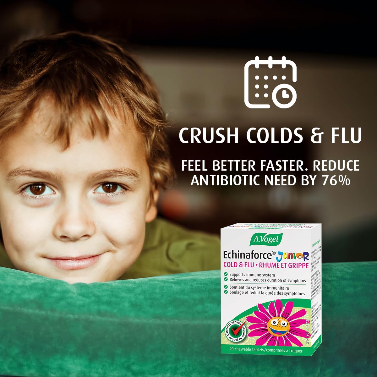 AVogel Echinaforce Junior Chewable Tabs – Organic Echinacea for Kids | Immune Support | 90 Tabs