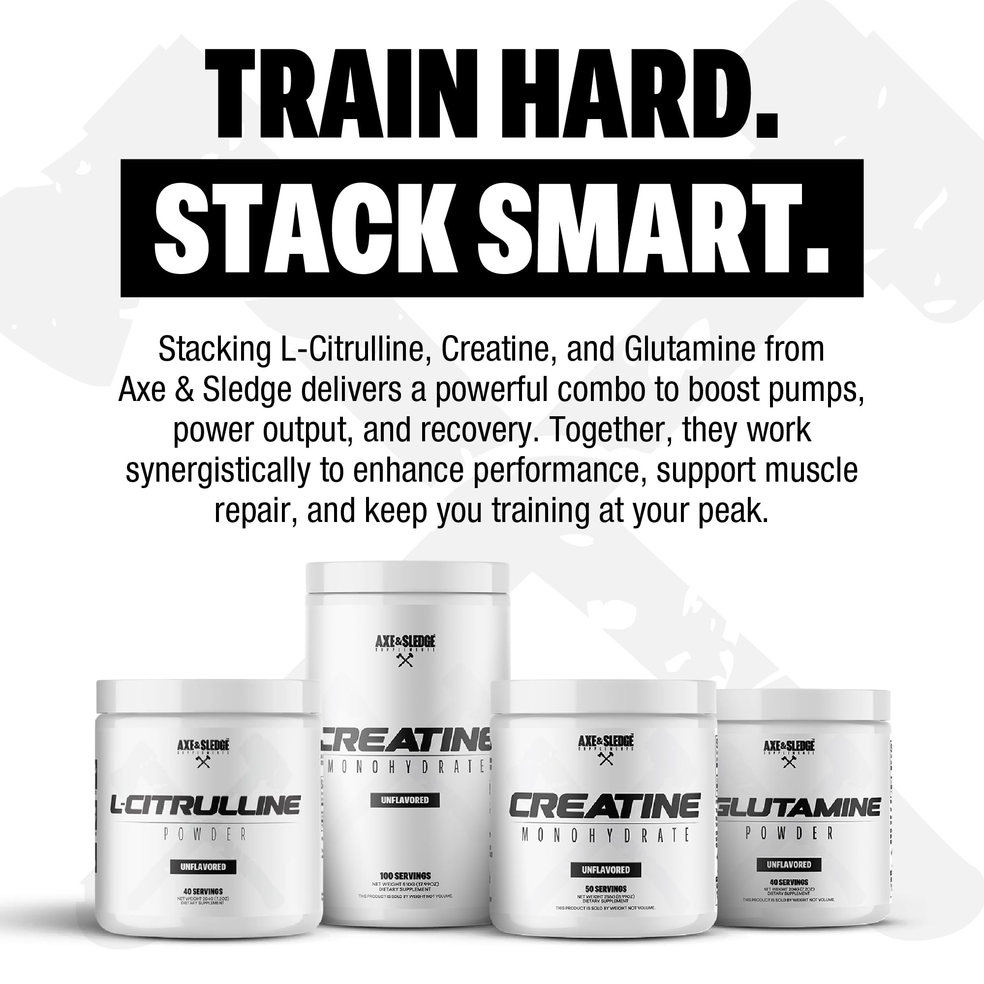 Axe & Sledge Basics Glutamine – 5g Pure L-Glutamine per Serving, Unflavored, 40 Servings