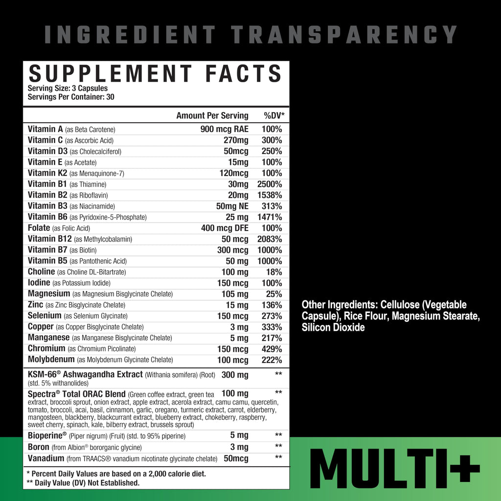 Axe & Sledge Multi Plus Multivitamin – 24 Bioavailable Vitamins, 90 Veggie Capsules