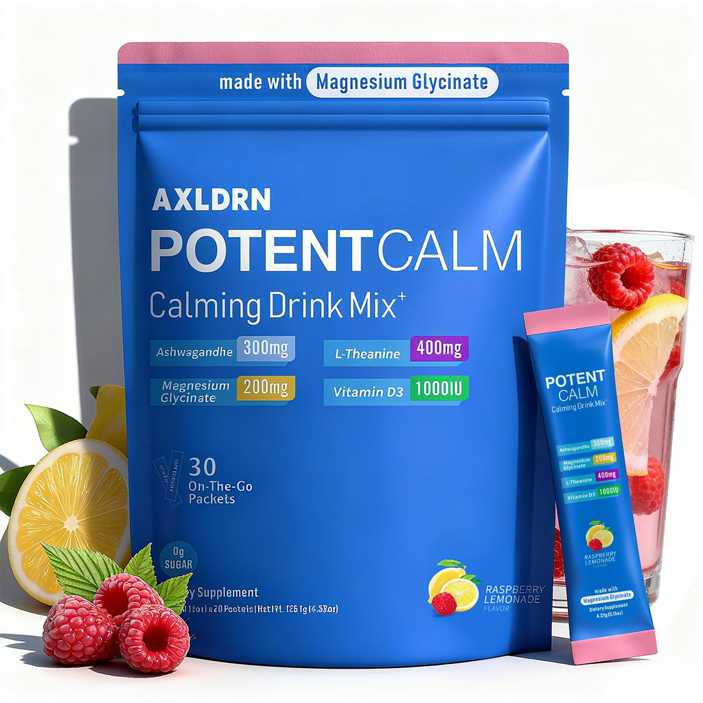 Axldrn PotentCalm Cortisol Drink Mix – Magnesium Glycinate, L-Theanine, Ashwagandha, Vitamin D