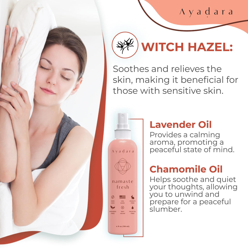 Ayadara Namaste Bed & Linen Mist - Lavender Pillow Spray for Calm Sleep | 2000+ Uses
