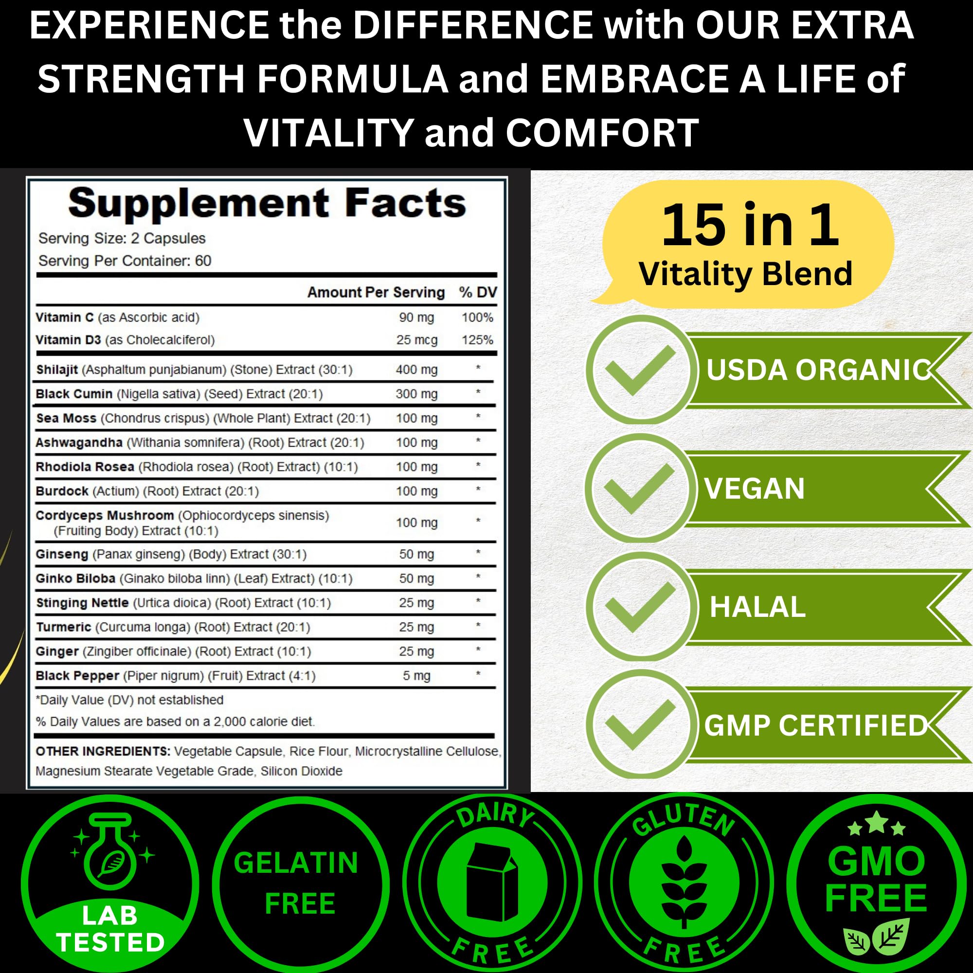 AyBet Shilajit – Organic Himalayan Shilajit Capsules with Sea Moss (120 Caps)