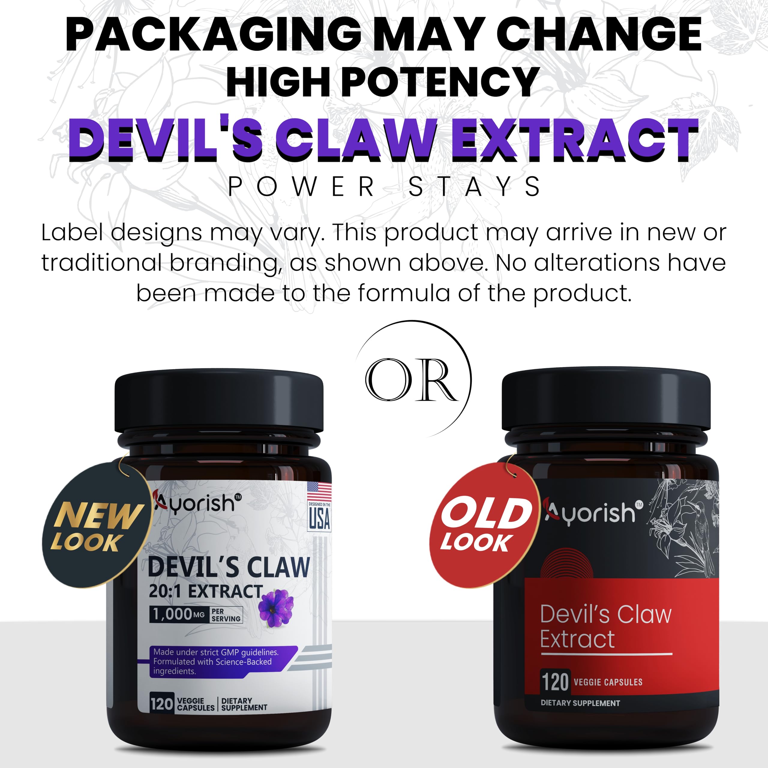 Ayorish Devils Claw 1000mg | 120 Veggie Capsules | Non-GMO