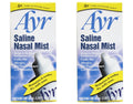AYR Saline Nasal Mist, 1.69 Fl Oz (Pack of 2) – Isotonic Nasal Hydration for All Ages