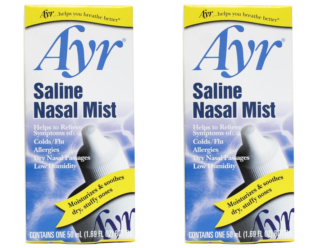 AYR Saline Nasal Mist, 1.69 Fl Oz (Pack of 2) – Isotonic Nasal Hydration for All Ages