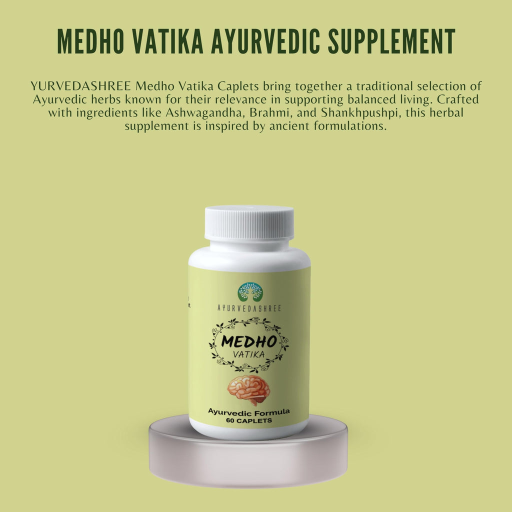 AYUREVDASHREE Medho Vatika 60 Caplets – 1000MG Each, 8-Herb Extract