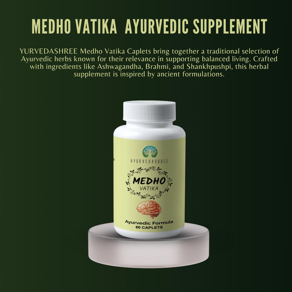 AYUREVDASHREE Medho Vatika 60 Caplets – 1000MG Each, 8-Herb Extract