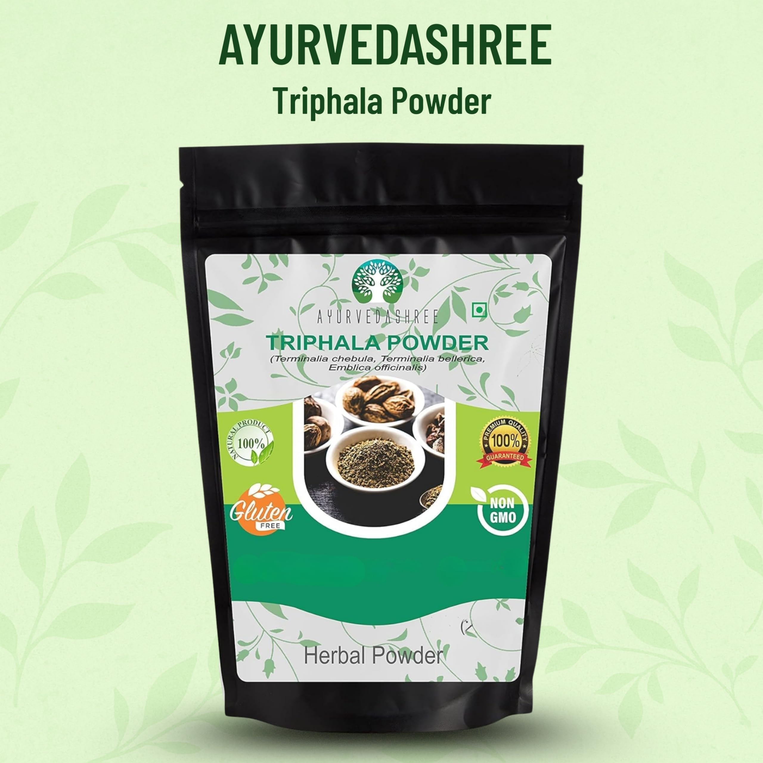 AYURVEDASHREE Triphala Powder 200 Gm | Amla, Haritaki & Bibhitaki | Non-GMO | Vegan | GMP Certified
