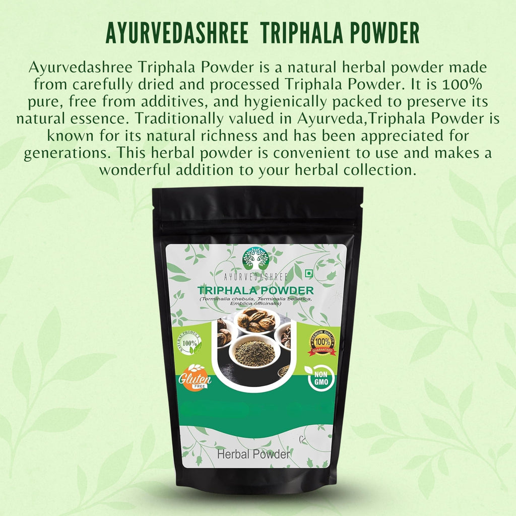 AYURVEDASHREE Triphala Powder 200 Gm | Amla, Haritaki & Bibhitaki | Non-GMO | Vegan | GMP Certified