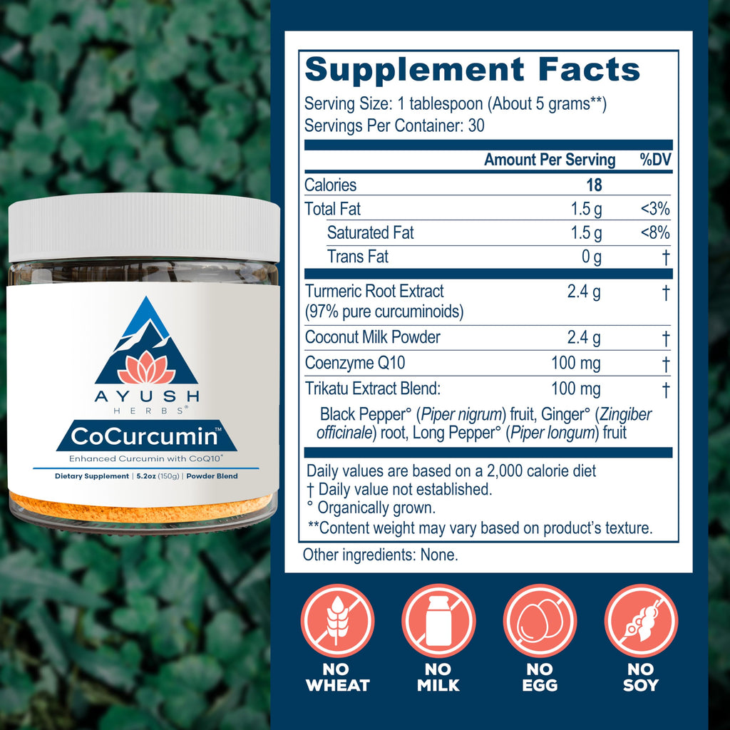 Ayush Herbs CoCurcumin: Turmeric with Black Pepper, CoQ10 & MCT