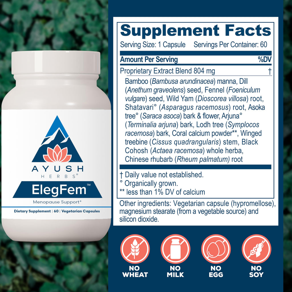 Ayush Herbs ElegFem - Menopause Supplements for Women | Hormone Balance & Hot Flash Relief