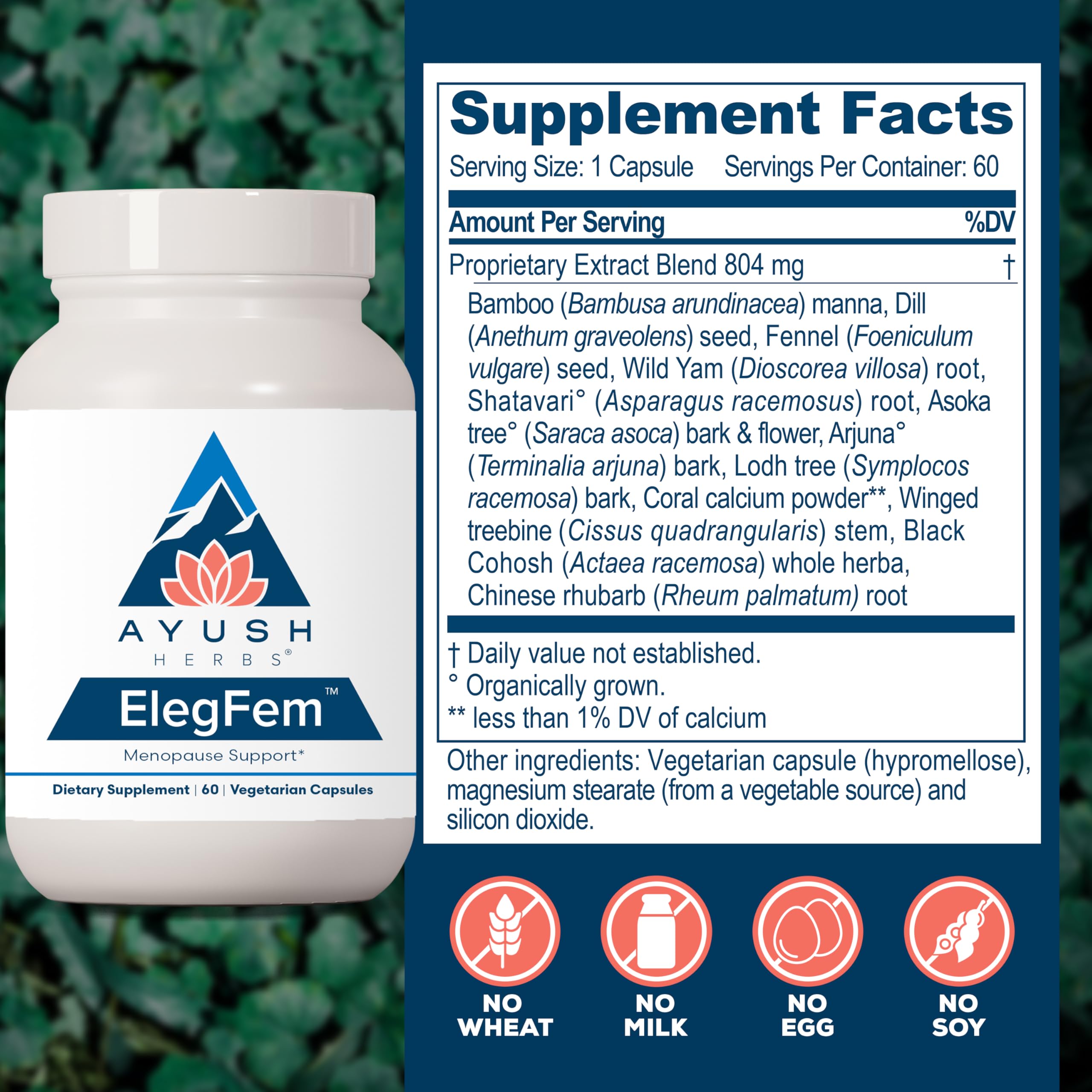 Ayush Herbs ElegFem - Menopause Supplements for Women | Hormone Balance & Hot Flash Relief