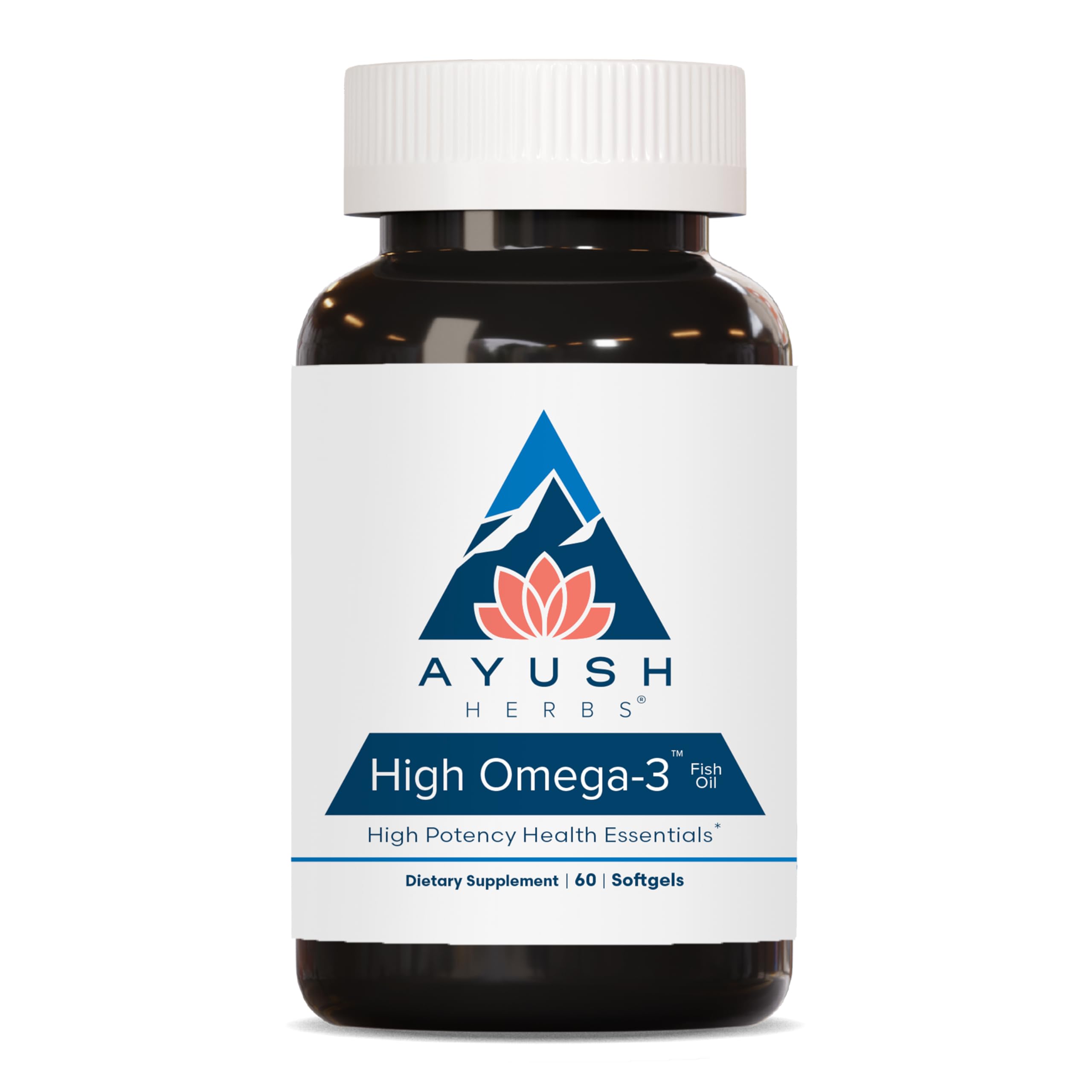 Ayush Herbs High Omega 3 - 1000mg Omega-3 Fish Oil, EPA & DHA | Lemon Flavor, 60 Softgels