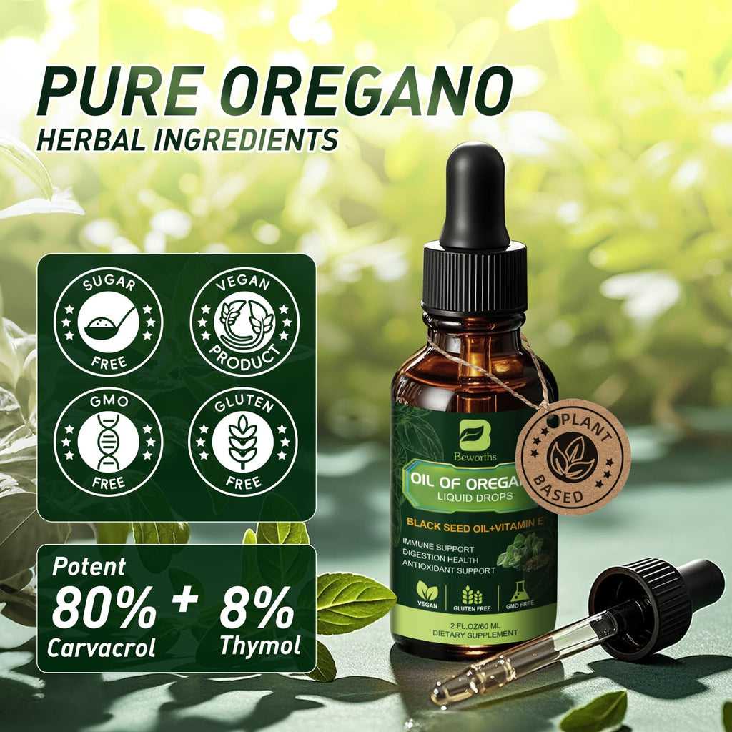 B Beworths 2-Pack Oregano Oil Drops with Black Seed Oil & Vitamin E (4 Fl Oz)