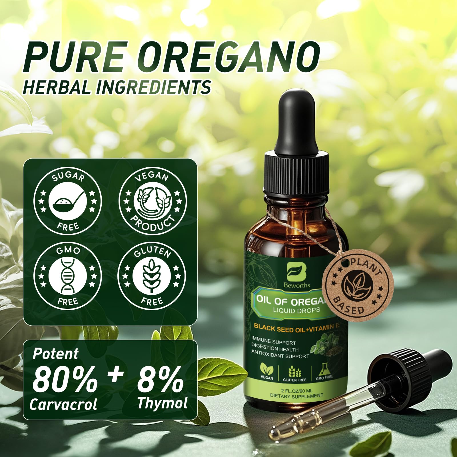 B Beworths 2-Pack Oregano Oil Drops with Black Seed Oil & Vitamin E (4 Fl Oz)