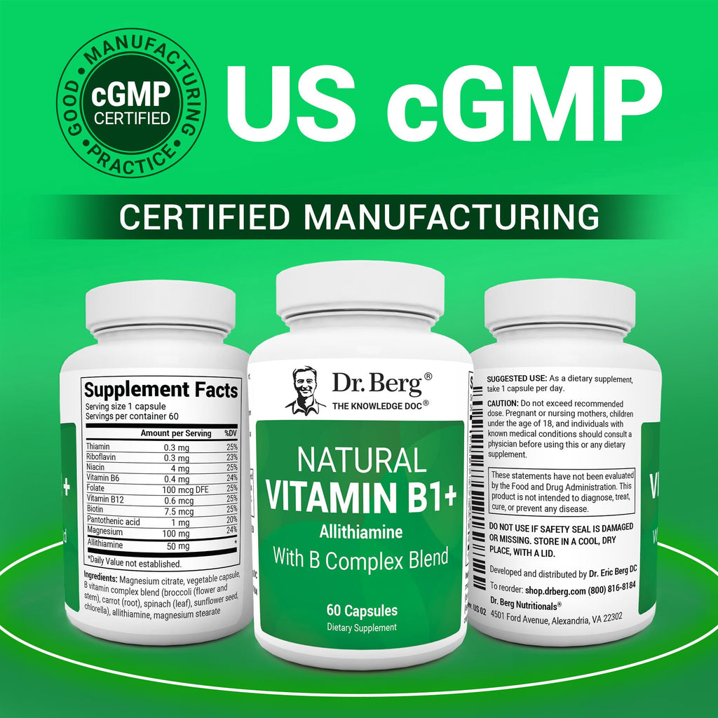 Dr. Berg Allithiamine B1 B6 B12 Complex – Natural Vitamin B1 Supplement (60 Capsules)