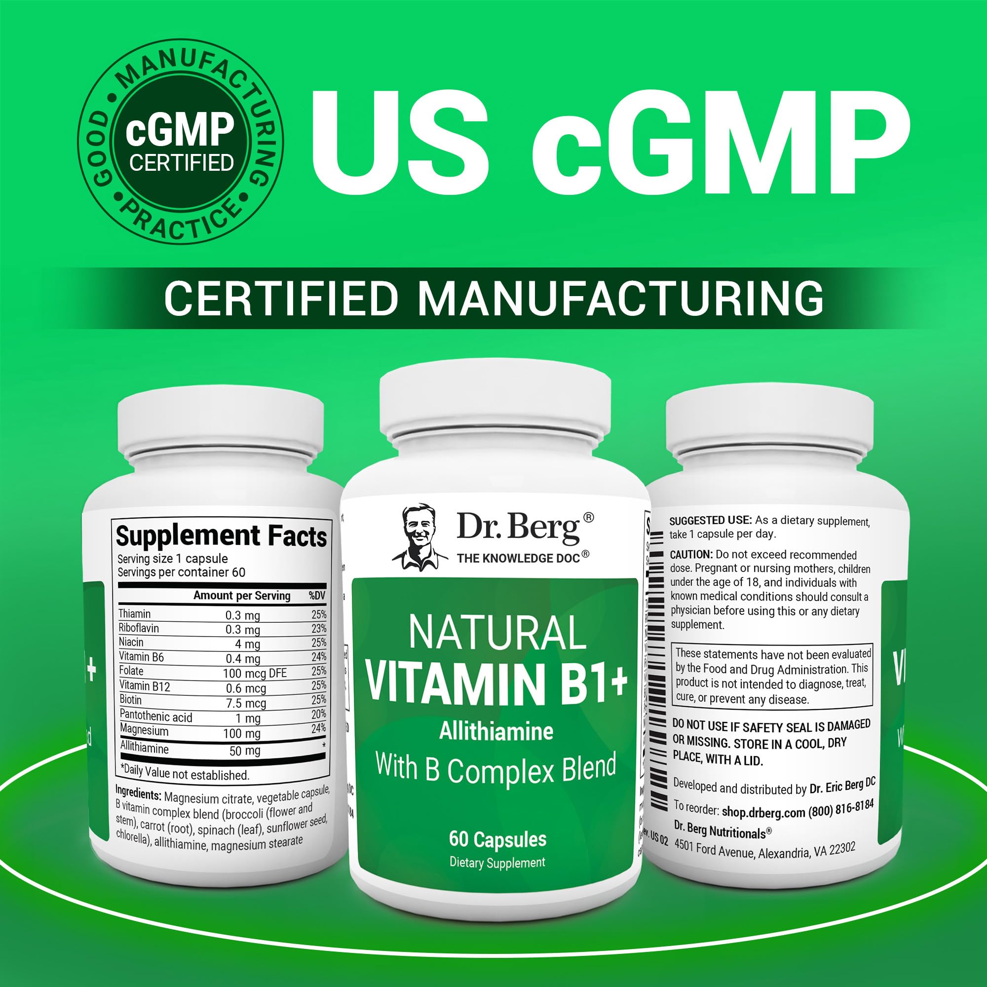 Dr. Berg Allithiamine B1 B6 B12 Complex – Natural Vitamin B1 Supplement (60 Capsules)