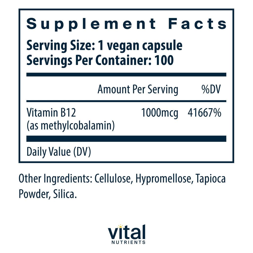 Vital Nutrients B12 1000mcg – Vegan Methylcobalamin | High-Potency B12