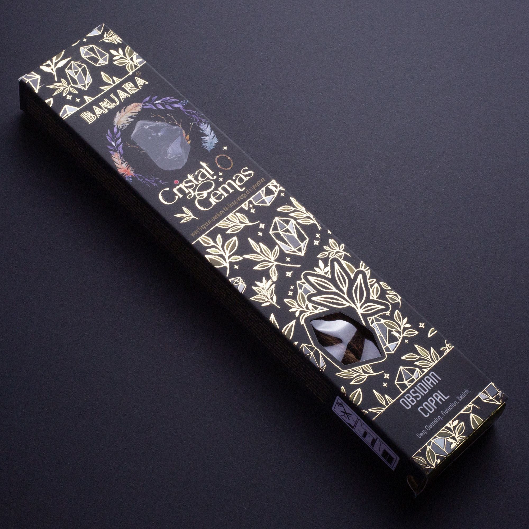 Banjara Cristal Gemas Incense Sticks - Obsidian Copal