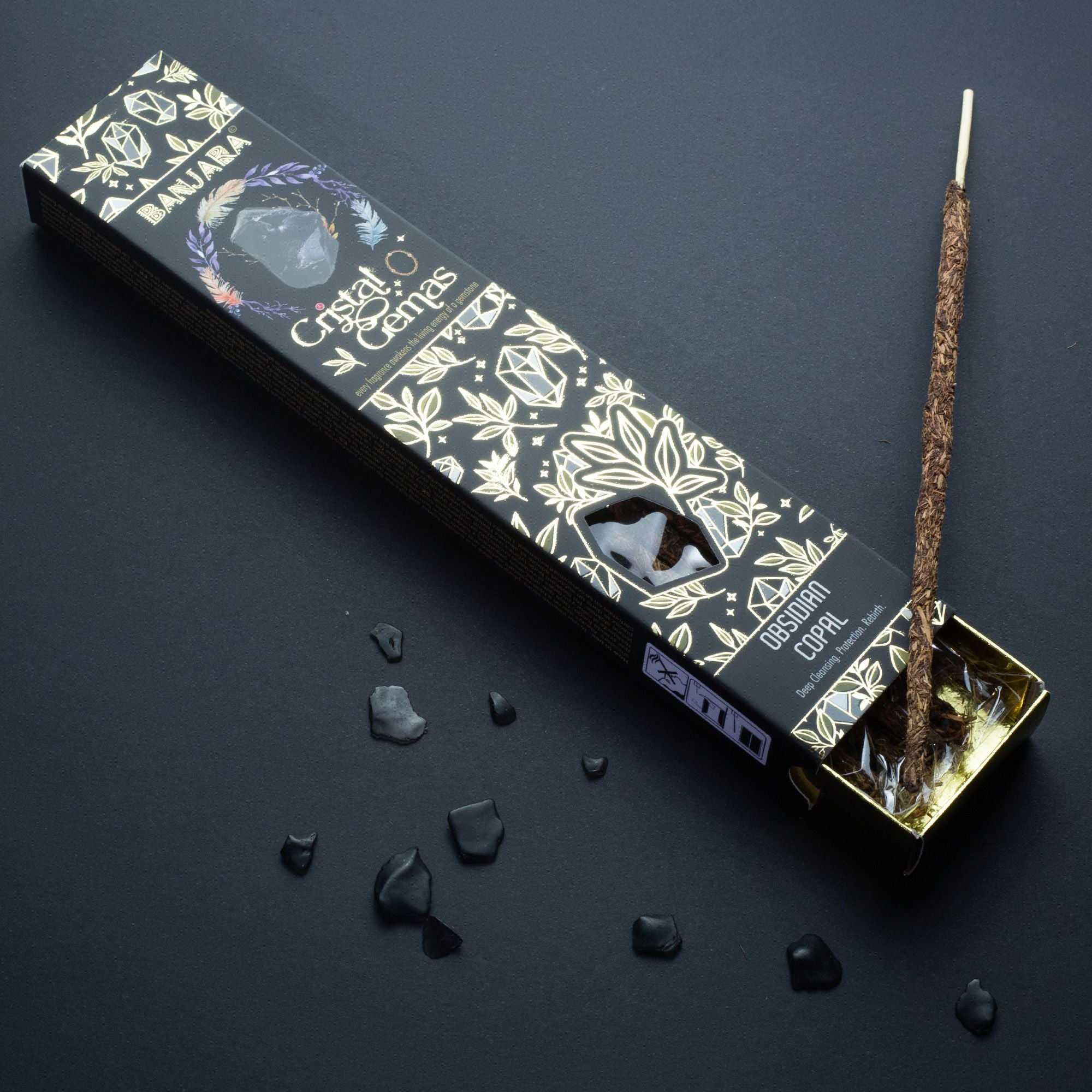 Banjara Cristal Gemas Incense Sticks - Obsidian Copal