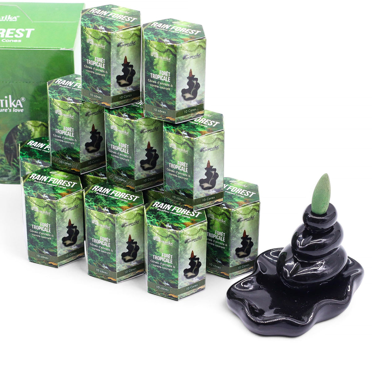 Pack of 10 Masala Backflow Incense - Rain Forest