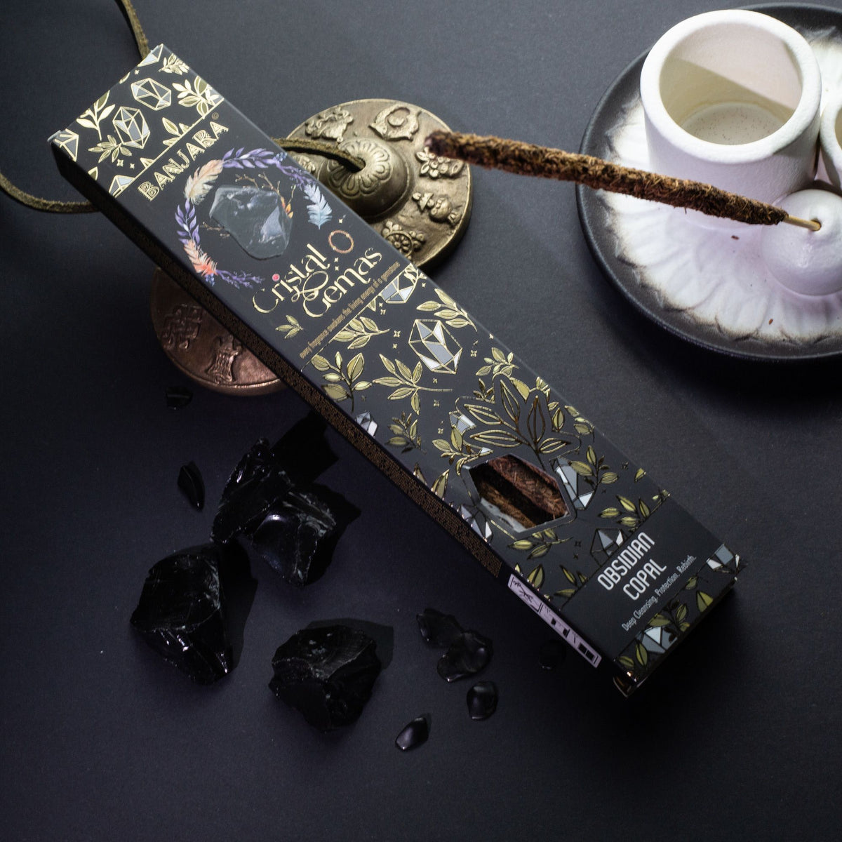 Banjara Cristal Gemas Incense Sticks - Obsidian Copal