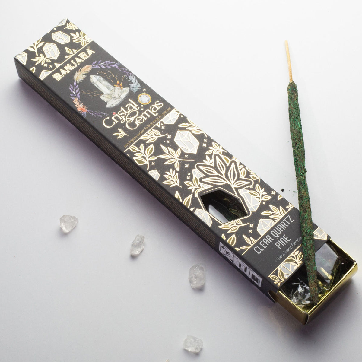 Banjara Cristal Gemas Incense Sticks - Clear Quartz Pine