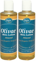 Baar Olivae Skin Lotion & Massage Oil, 8 oz (Pack of 2) – Almond Scent & Cold-Pressed Olive Oil